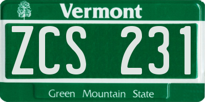 VT license plate ZCS231