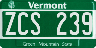 VT license plate ZCS239