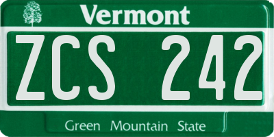 VT license plate ZCS242