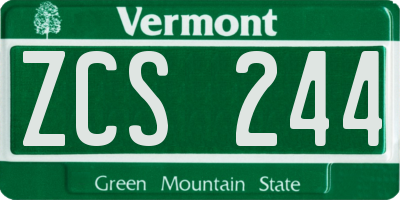 VT license plate ZCS244