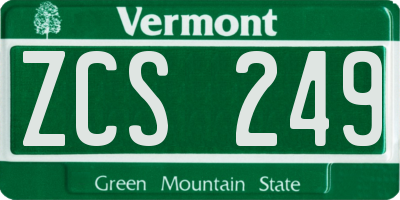 VT license plate ZCS249