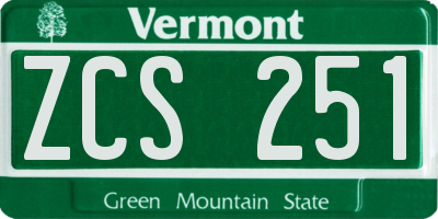 VT license plate ZCS251