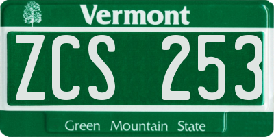 VT license plate ZCS253