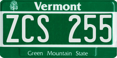 VT license plate ZCS255
