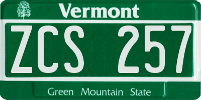 VT license plate ZCS257
