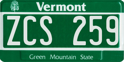 VT license plate ZCS259