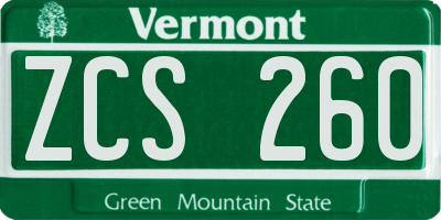 VT license plate ZCS260