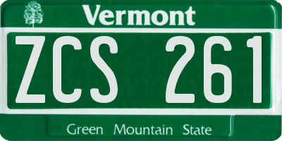 VT license plate ZCS261