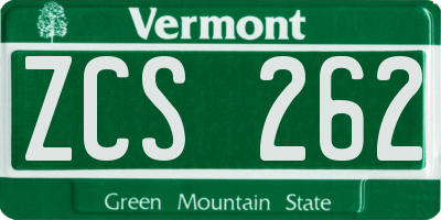 VT license plate ZCS262