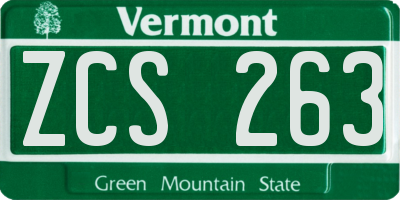 VT license plate ZCS263