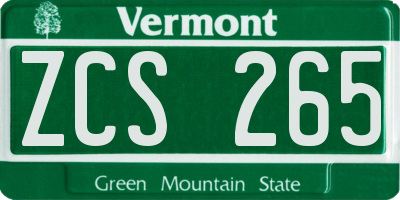 VT license plate ZCS265
