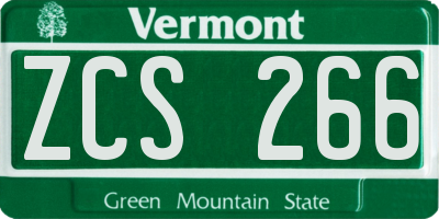 VT license plate ZCS266