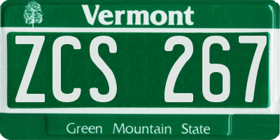 VT license plate ZCS267