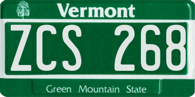 VT license plate ZCS268