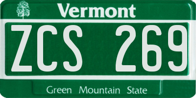 VT license plate ZCS269