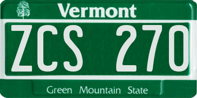 VT license plate ZCS270