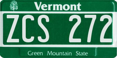 VT license plate ZCS272