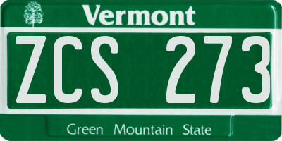 VT license plate ZCS273