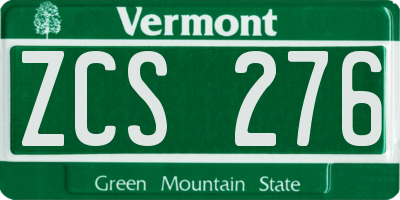 VT license plate ZCS276