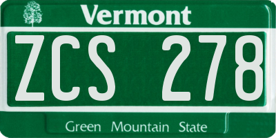 VT license plate ZCS278