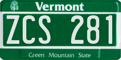 VT license plate ZCS281