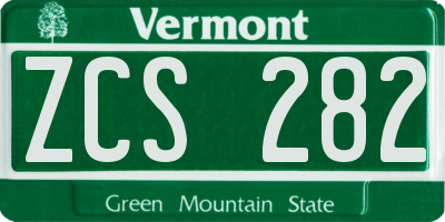 VT license plate ZCS282