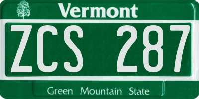 VT license plate ZCS287