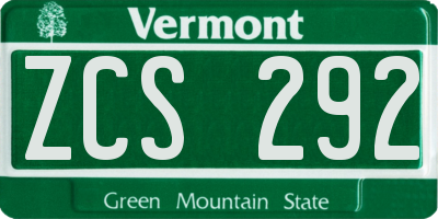 VT license plate ZCS292