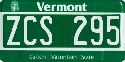 VT license plate ZCS295