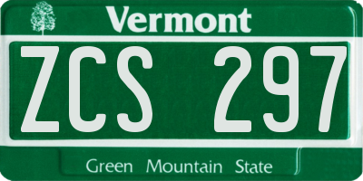 VT license plate ZCS297
