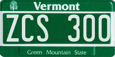 VT license plate ZCS300