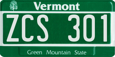 VT license plate ZCS301