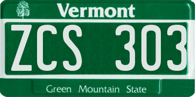 VT license plate ZCS303