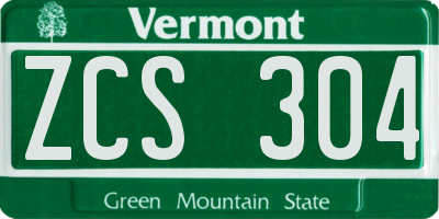 VT license plate ZCS304