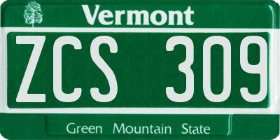 VT license plate ZCS309