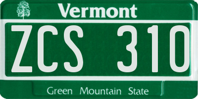 VT license plate ZCS310