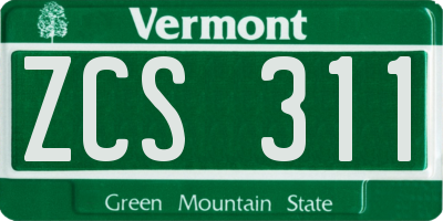 VT license plate ZCS311