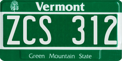 VT license plate ZCS312