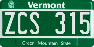 VT license plate ZCS315