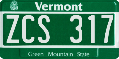 VT license plate ZCS317