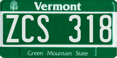 VT license plate ZCS318
