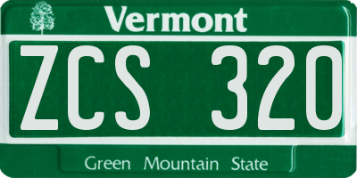 VT license plate ZCS320