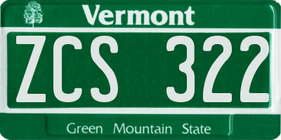 VT license plate ZCS322
