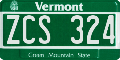 VT license plate ZCS324