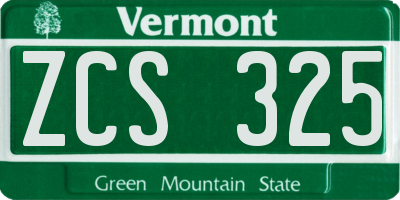 VT license plate ZCS325