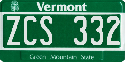 VT license plate ZCS332