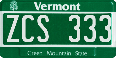 VT license plate ZCS333