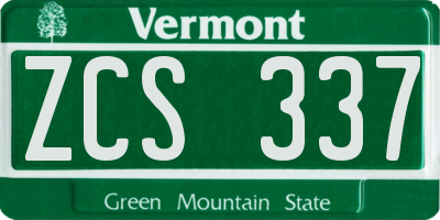 VT license plate ZCS337