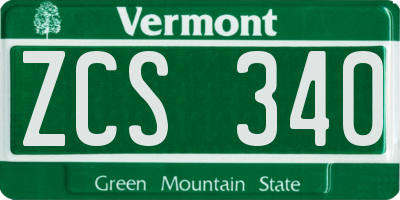 VT license plate ZCS340