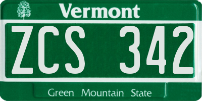 VT license plate ZCS342